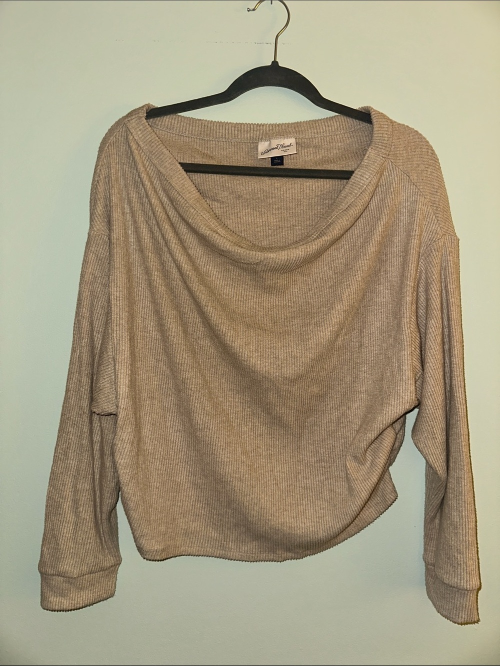 Universal Thread Beige Ribbed Cowl Neck Sweater